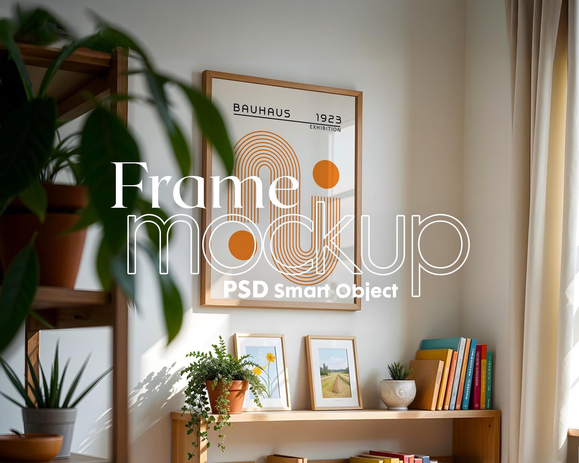 Blank Wooden Poster Frame Mockup, Minimalist Frame Mockup for Digital Download, Posters and Artwork Smart Object Instant Download