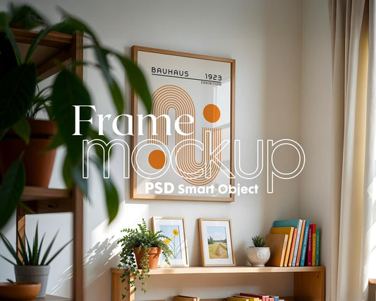 Blank Wooden Poster Frame Mockup, Minimalist Frame Mockup for Digital Download, Posters and Artwork Smart Object Instant Download