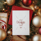 Christmas Card Mockup, White Blank Card Mockup PSD, Invite Card Mockup, Festive Greeting Card Mockup, PSD Smart Object
