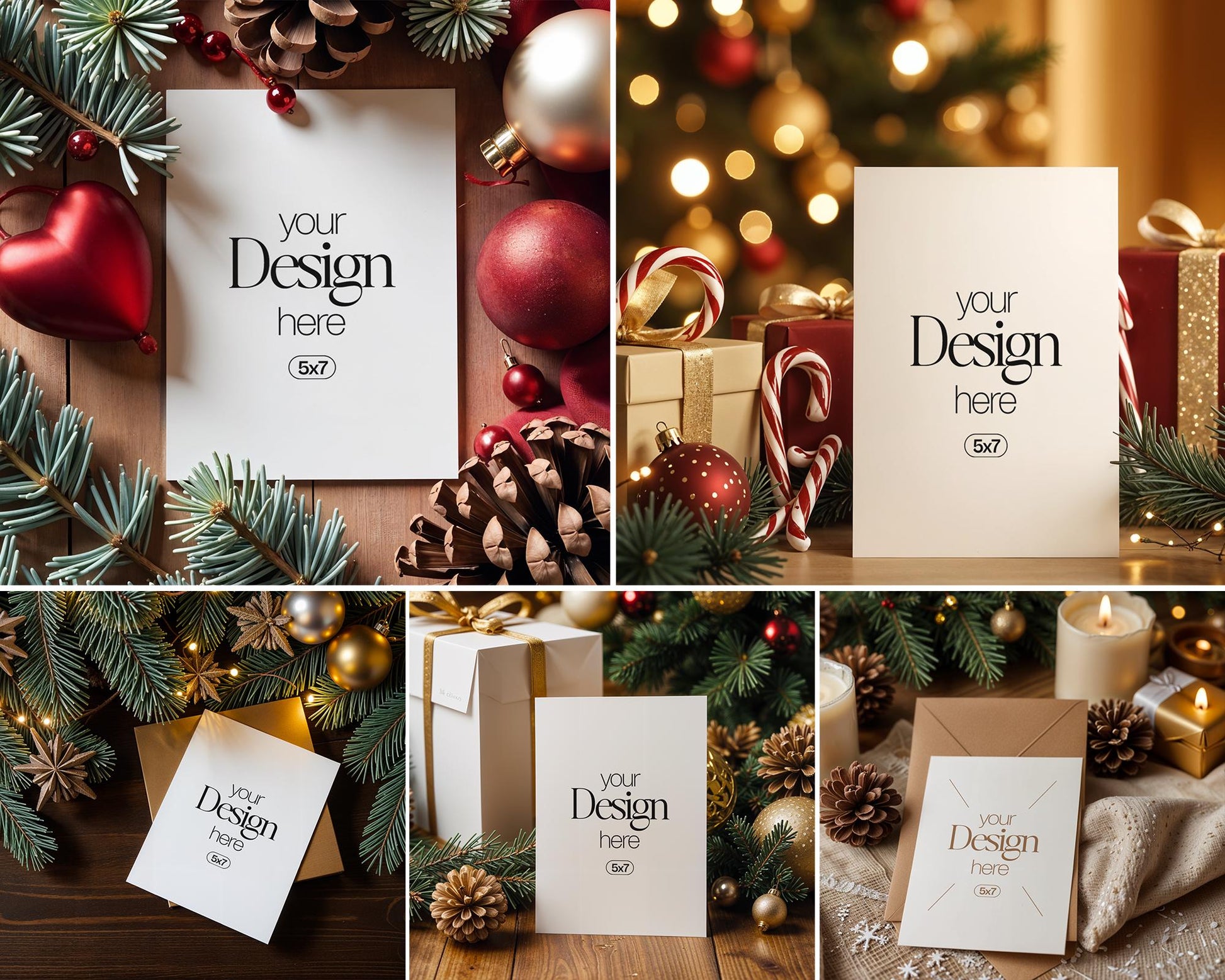 20 Christmas Card Mockup Bundle , White Blank Card Mockup PSD, Invite Card Mockup, Festive Greeting Card Mockup, PSD Smart Object