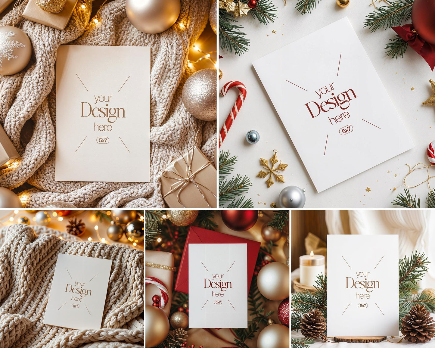 20 Christmas Card Mockup Bundle , White Blank Card Mockup PSD, Invite Card Mockup, Festive Greeting Card Mockup, PSD Smart Object