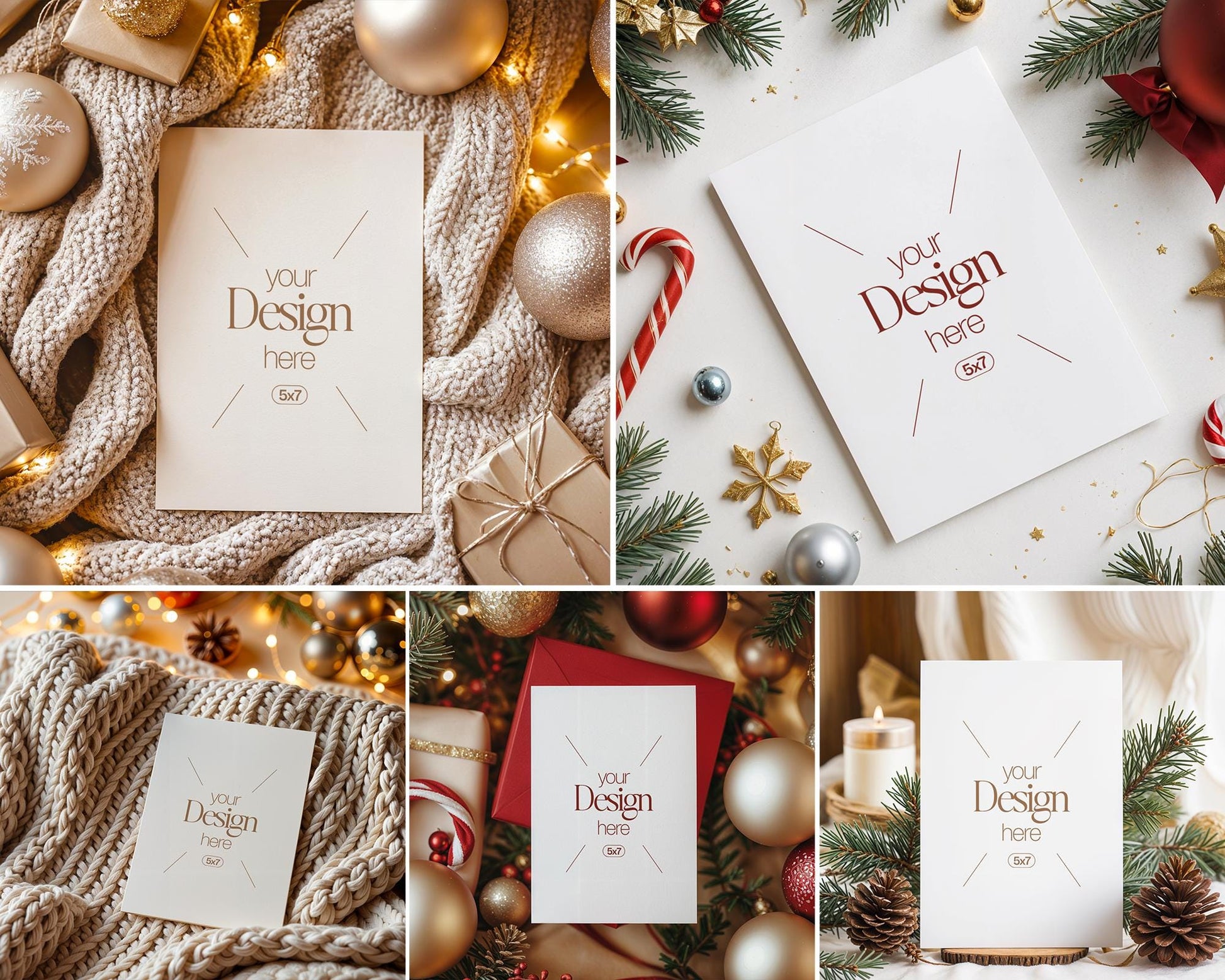 20 Christmas Card Mockup Bundle , White Blank Card Mockup PSD, Invite Card Mockup, Festive Greeting Card Mockup, PSD Smart Object