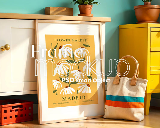Blank Wooden Poster Frame Mockup, Minimalist Frame Mockup for Digital Download, Posters and Artwork Smart Object Instant Download