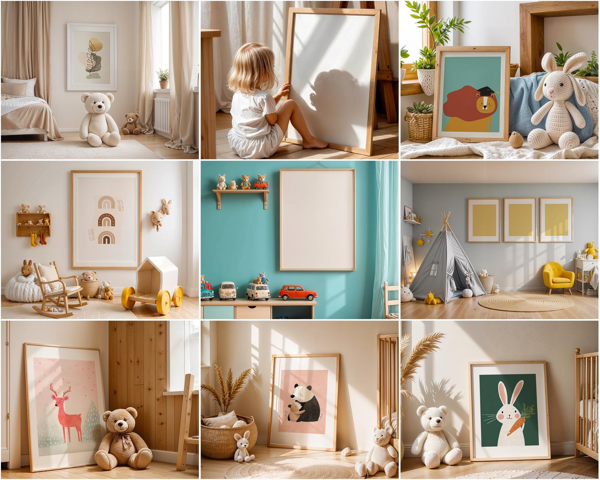 Nursery Frame Mockup Bundle PSD | 30 High-Quality Frame Mockups | Nursery Wall Poster | Wall Frame Mockup | Poster Mockup PSD