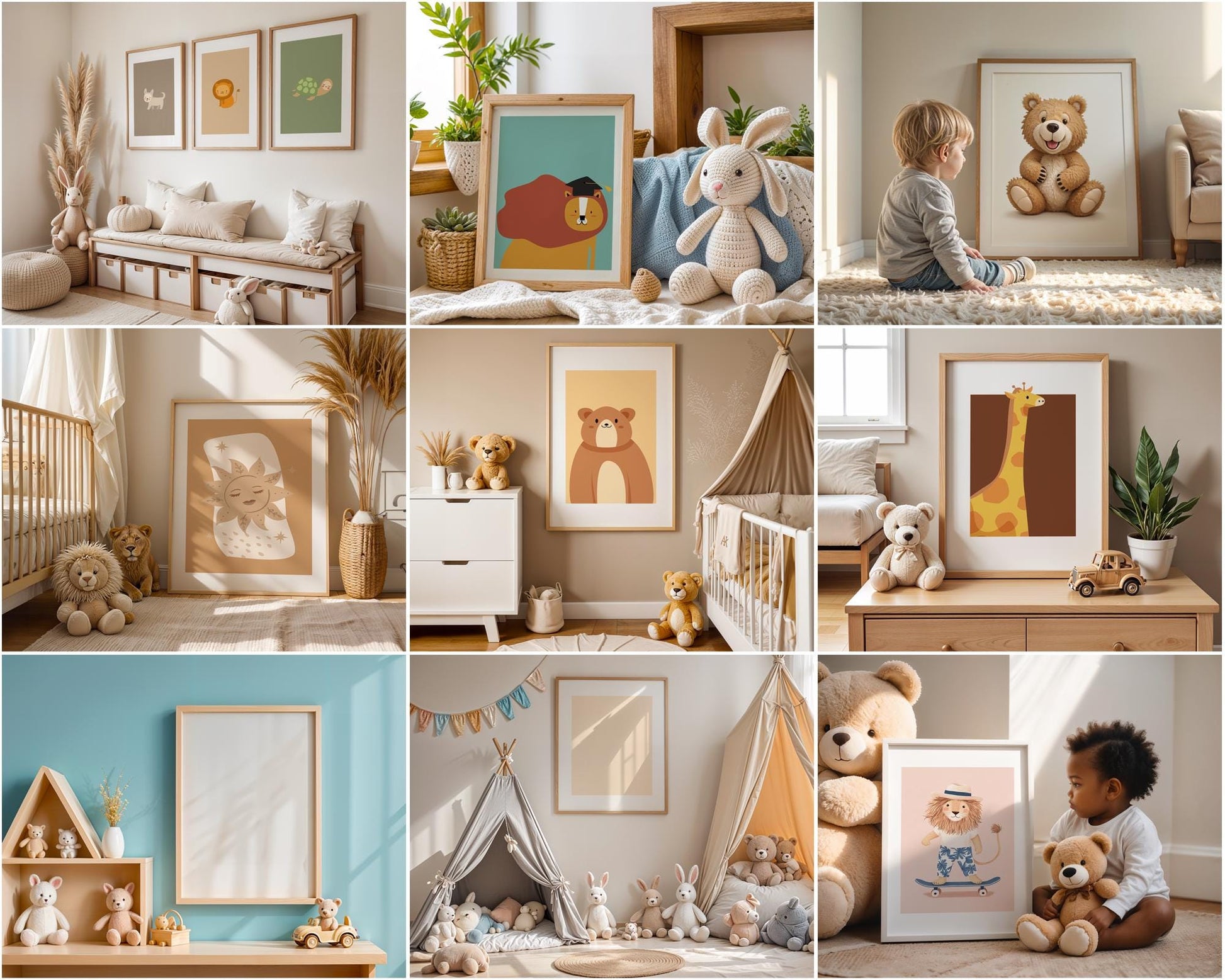Nursery Frame Mockup Bundle PSD | 30 High-Quality Frame Mockups | Nursery Wall Poster | Wall Frame Mockup | Poster Mockup PSD