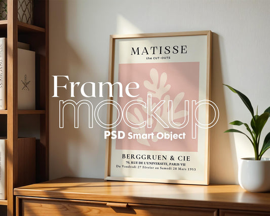 Blank Wooden Poster Frame Mockup, Minimalist Frame Mockup for Digital Download, Posters and Artwork Smart Object Instant Download