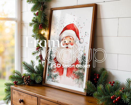 Christmas Frame Mockup PSD, Christmas Holiday Frame Mockup, Christmas Mockup Poster Presentation, Christmas Interior Frame Mockup