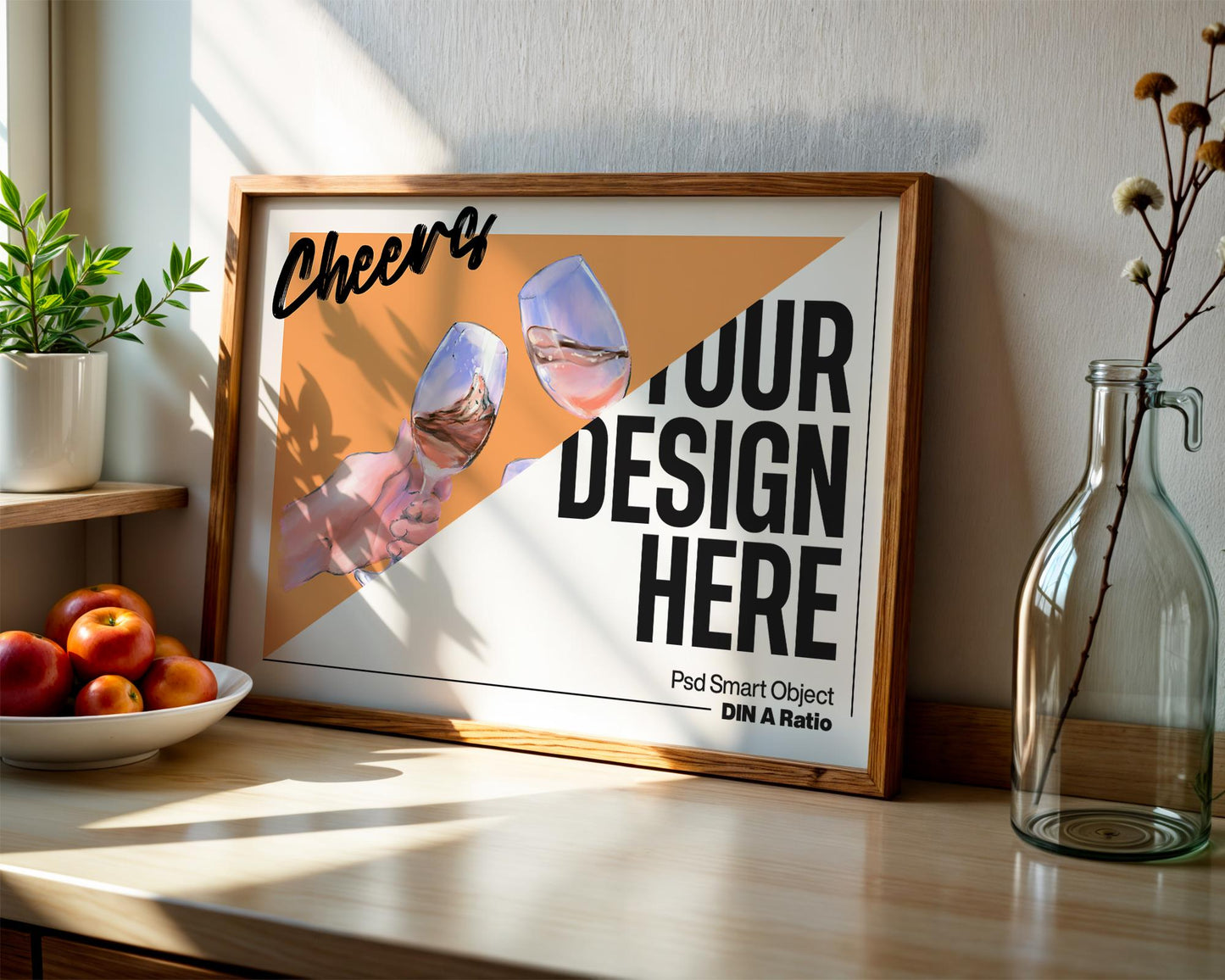 Horizontal Frame Mockup PSD, Scandinavian Wooden Frame Mockup, Poster Mockup PSD , Frame Mockup for Print, Frame Mockup Smart Object