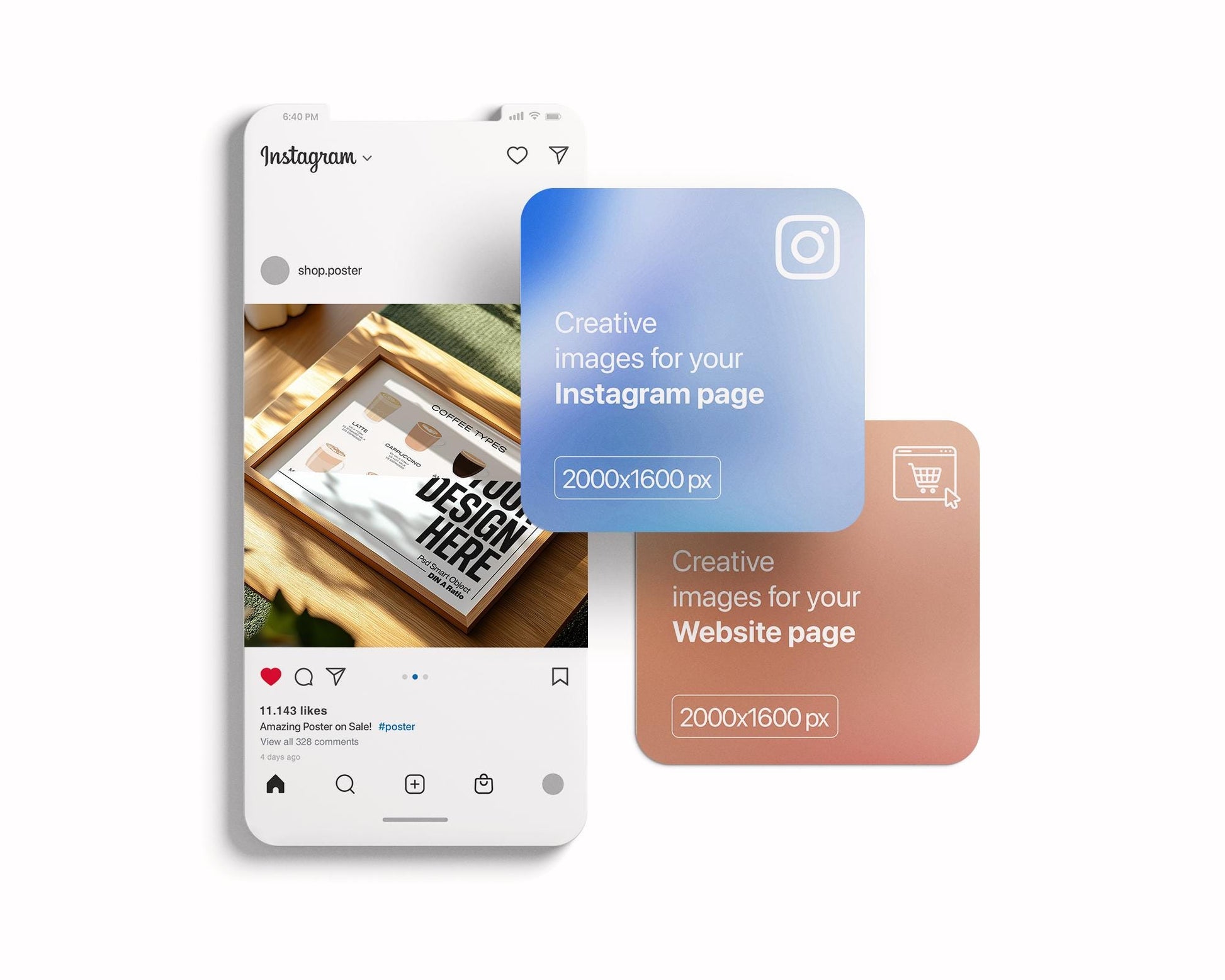 Horizontal Frame Mockup PSD, Scandinavian Wooden Frame Mockup, Poster Mockup PSD , Frame Mockup for Print, Frame Mockup Smart Object