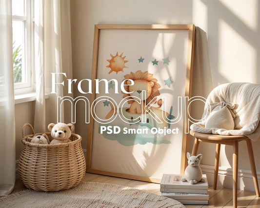 Frame Nursery Mockup in Home Interior PSD | Nursery Frame Mockup Frames | Nursery Wall Poster | Poster Shop Mockup