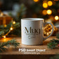 Christmas Mug Mockup PSD, Winter White Ceramic Cup Mockup Coffee Mug Mockups, White Coffee Mug 11oz Holidays Mockup