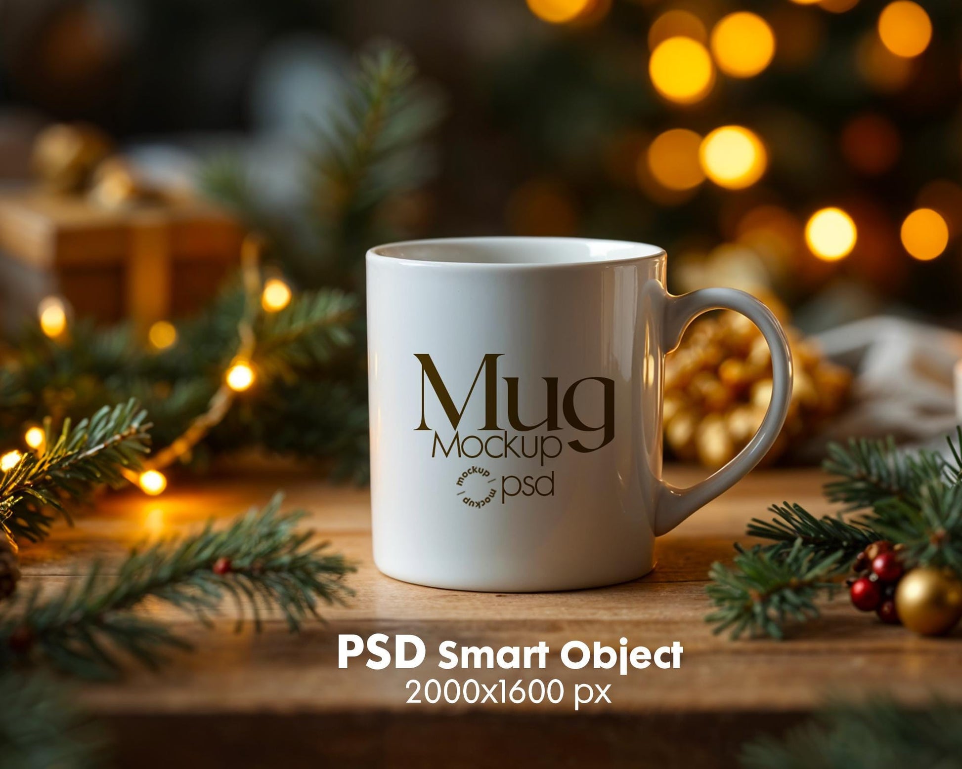 Christmas Mug Mockup PSD, Winter White Ceramic Cup Mockup Coffee Mug Mockups, White Coffee Mug 11oz Holidays Mockup
