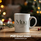 Christmas Mug Mockup PSD, Winter White Ceramic Cup Mockup Coffee Mug Mockups, White Coffee Mug 11oz Holidays Mockup
