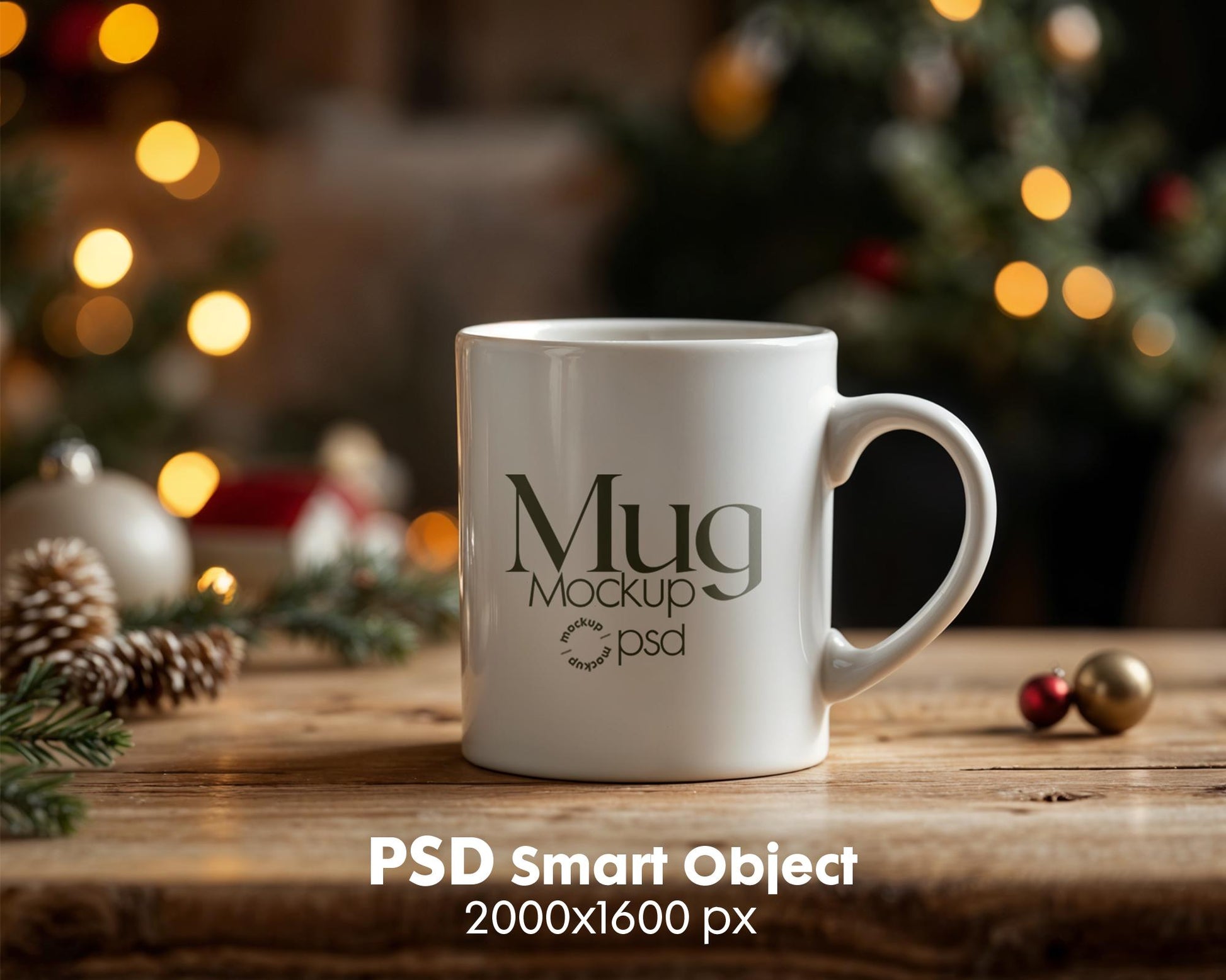 Christmas Mug Mockup PSD, Winter White Ceramic Cup Mockup Coffee Mug Mockups, White Coffee Mug 11oz Holidays Mockup