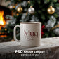 Christmas Mug Mockup PSD, Winter White Ceramic Cup Mockup Coffee Mug Mockups, White Coffee Mug 11oz Holidays Mockup