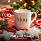 Christmas Mug Mockup PSD, Winter White Ceramic Cup Mockup Coffee Mug Mockups, White Coffee Mug 11oz Holidays Mockup