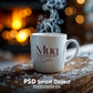 Christmas Mug Mockup PSD, Winter White Ceramic Cup Mockup Coffee Mug Mockups, White Coffee Mug 11oz Holidays Mockup