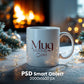 Christmas Mug Mockup PSD, Winter White Ceramic Cup Mockup Coffee Mug Mockups, White Coffee Mug 11oz Holidays Mockup