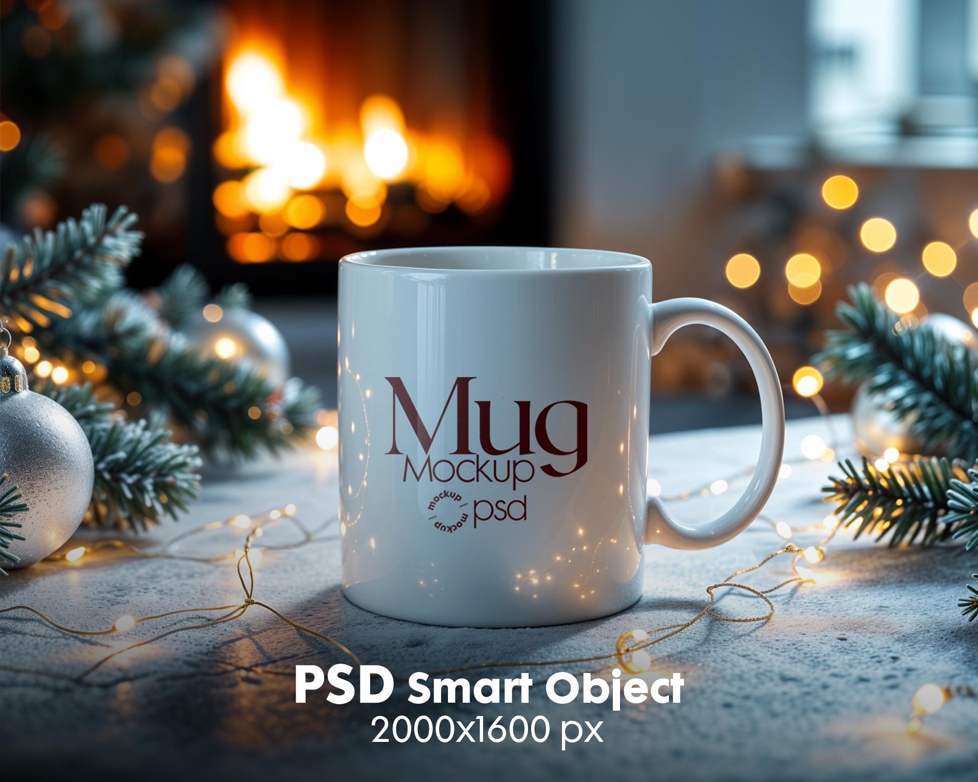 Christmas Mug Mockup PSD, Winter White Ceramic Cup Mockup Coffee Mug Mockups, White Coffee Mug 11oz Holidays Mockup