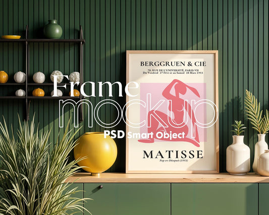 Vertical Frame Mockup, DIN A, iSO A, Photoshop Editable Smart Object, Artwork display, Blank Wooden Poster Frame Mockup