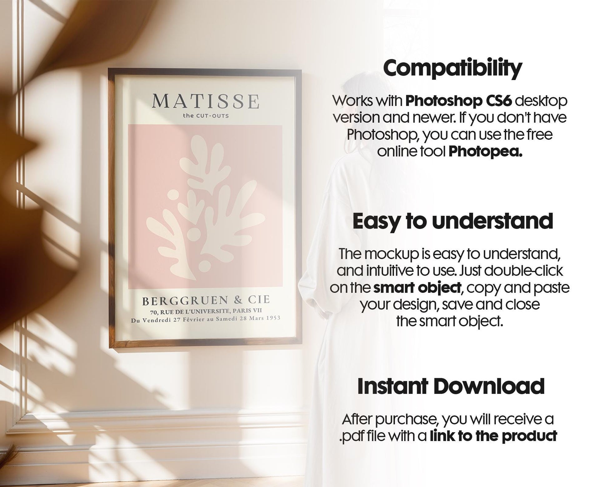 Soft Aesthetic Interior Frame Mockup, Thin Wood Frame, PSD Mockup, Frame Mockup Midcentury Minimal Home Interior