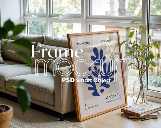 Poster Frame Mockup PSD, Room Frame Mockup, Minimalist Frame Mockup for Digital Download, Posters and Artwork Instant Download