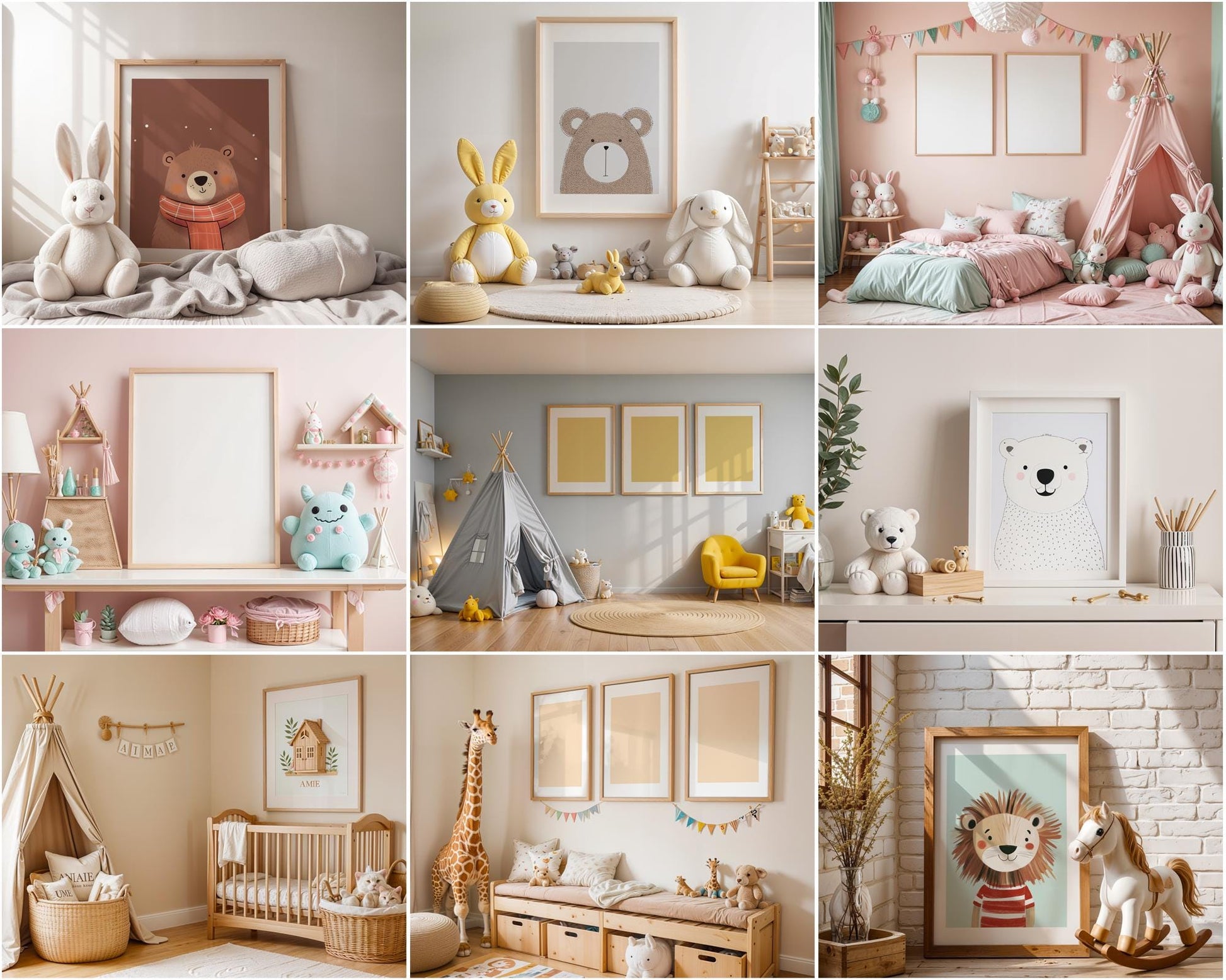 Nursery Frame Mockup Bundle PSD | 30 High-Quality Frame Mockups | Nursery Wall Poster | Wall Frame Mockup | Poster Mockup PSD