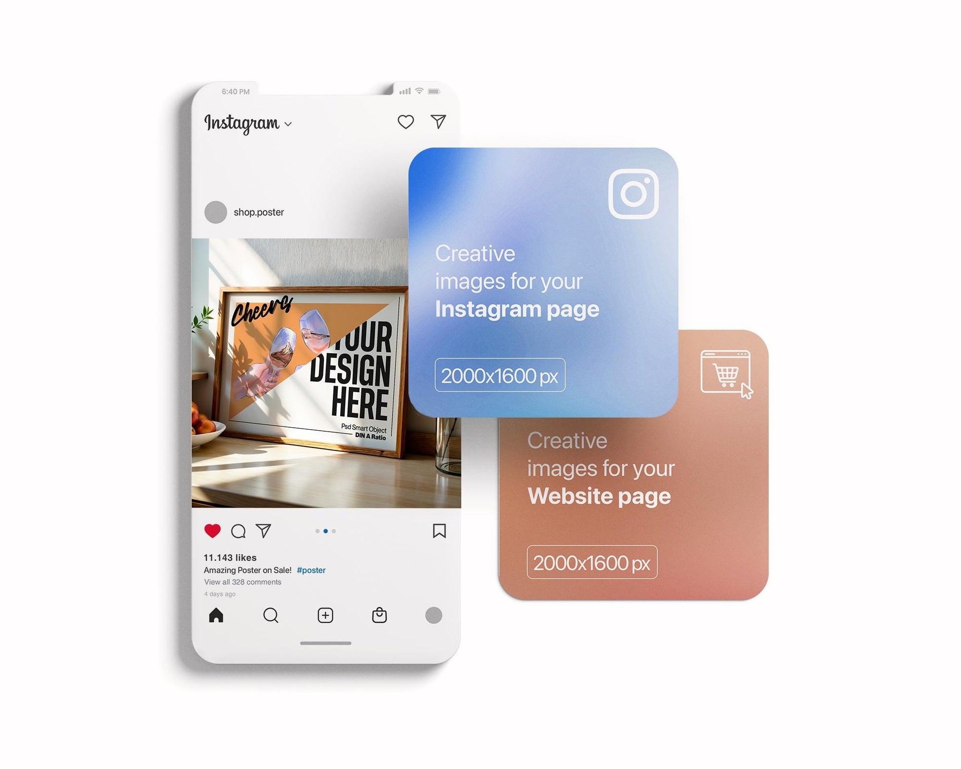 Horizontal Frame Mockup PSD, Scandinavian Wooden Frame Mockup, Poster Mockup PSD , Frame Mockup for Print, Frame Mockup Smart Object