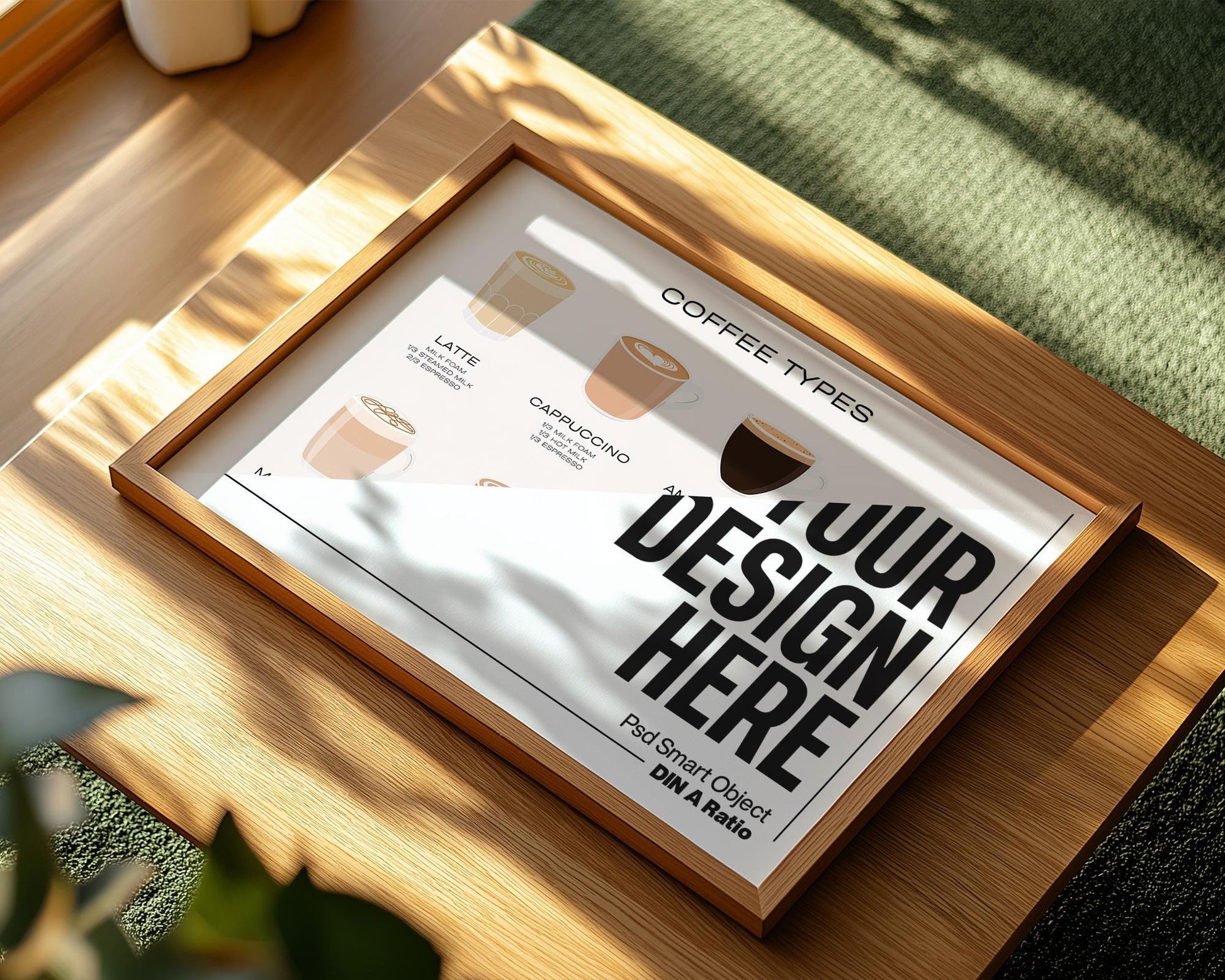 Horizontal Frame Mockup PSD, Scandinavian Wooden Frame Mockup, Poster Mockup PSD , Frame Mockup for Print, Frame Mockup Smart Object
