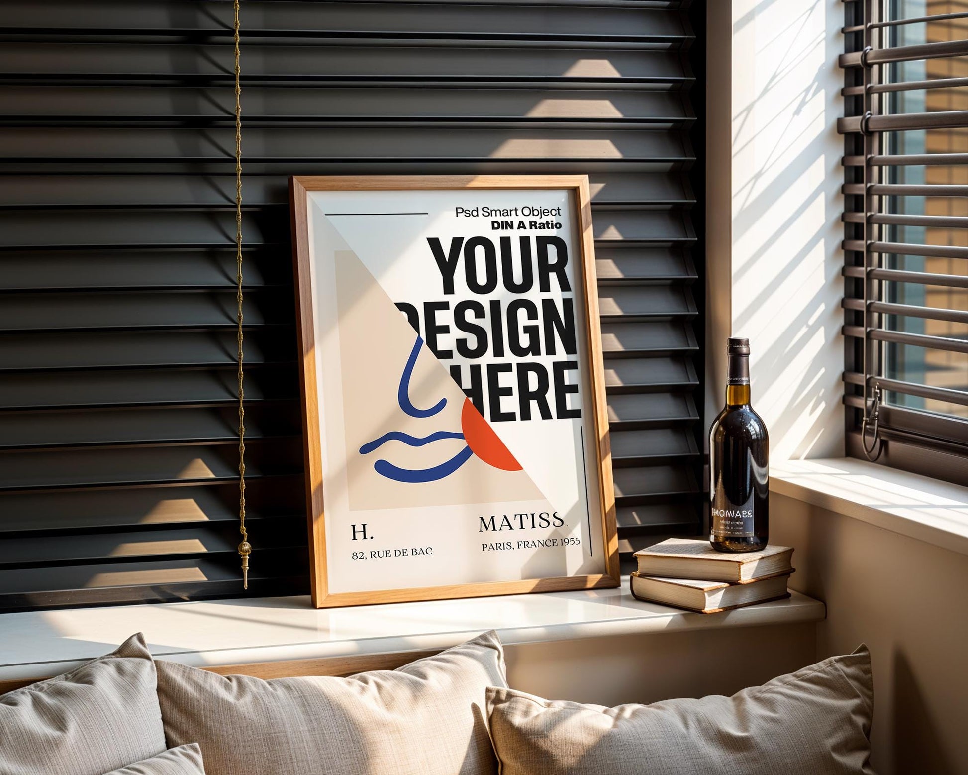 Blank Wooden Poster Frame Mockup, Minimalist Frame Mockup for Digital Download, Posters and Artwork Smart Object Instant Download