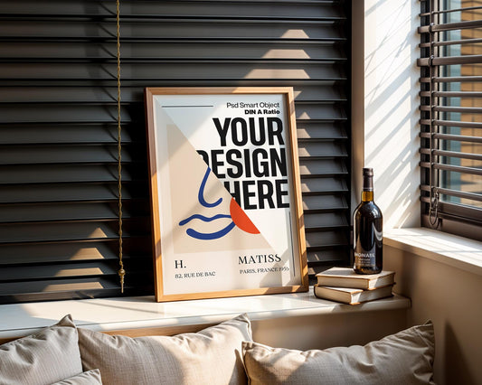 Blank Wooden Poster Frame Mockup, Minimalist Frame Mockup for Digital Download, Posters and Artwork Smart Object Instant Download