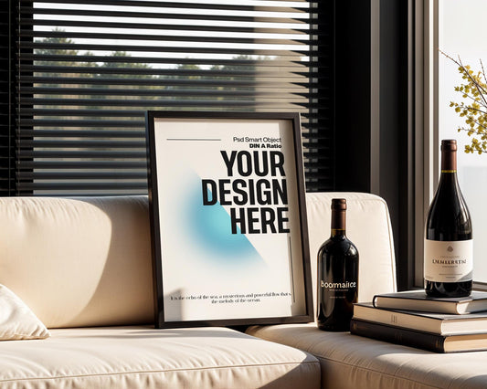 Blank Wooden Poster Frame Mockup, Minimalist Frame Mockup for Digital Download, Posters and Artwork Smart Object Instant Download
