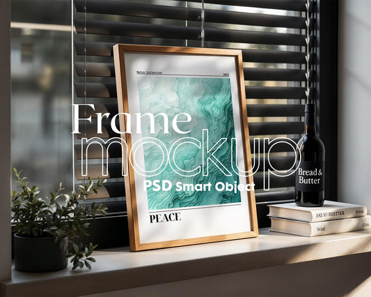 Blank Wooden Poster Frame Mockup, Minimalist Frame Mockup for Digital Download, Posters and Artwork Smart Object Instant Download