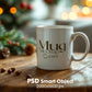 Christmas Mug Mockup PSD, Winter White Ceramic Cup Mockup Coffee Mug Mockups, White Coffee Mug 11oz Holidays Mockup