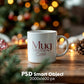 Christmas Mug Mockup PSD, Winter White Ceramic Cup Mockup Coffee Mug Mockups, White Coffee Mug 11oz Holidays Mockup