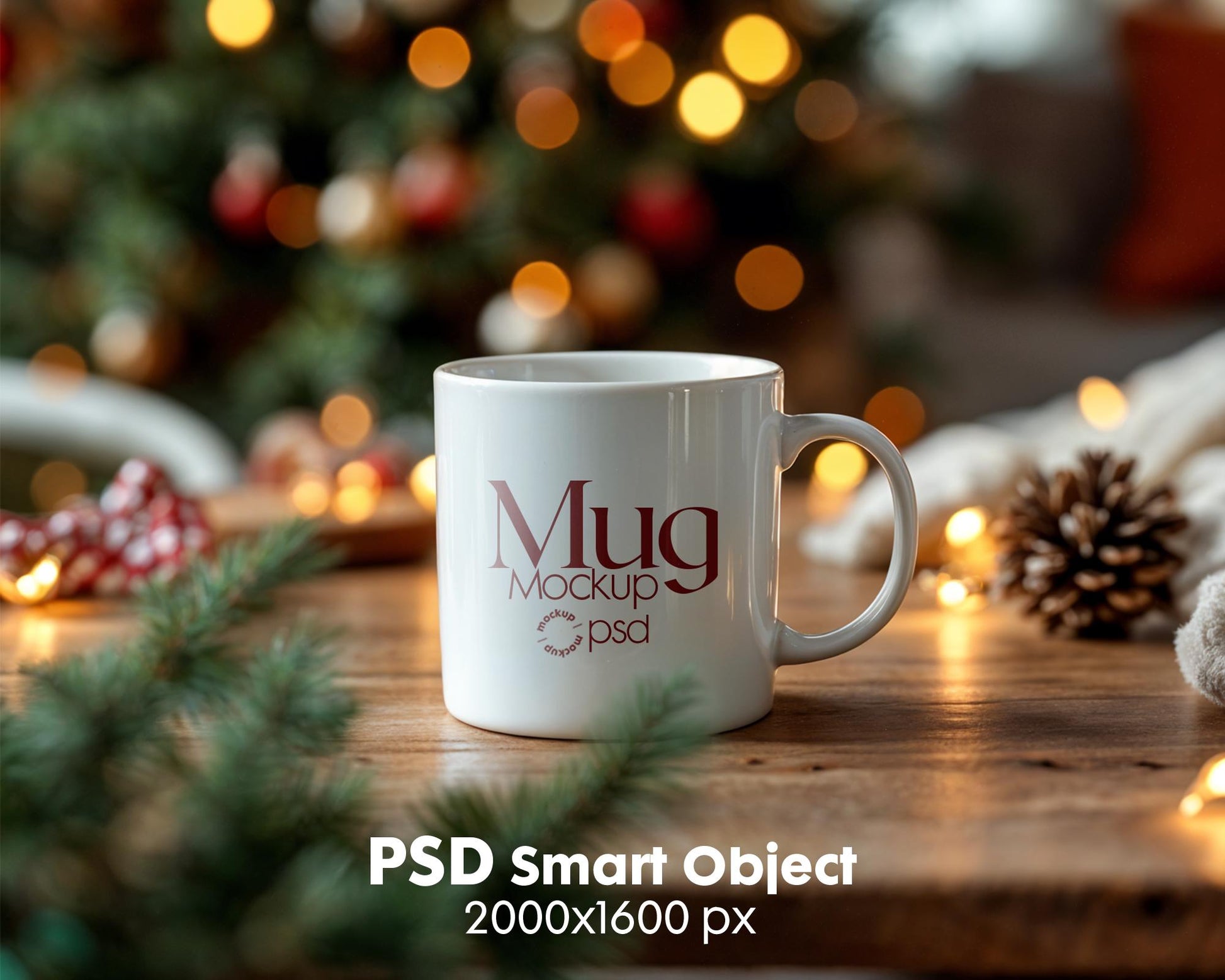 Christmas Mug Mockup PSD, Winter White Ceramic Cup Mockup Coffee Mug Mockups, White Coffee Mug 11oz Holidays Mockup