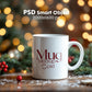 Christmas Mug Mockup PSD, Winter White Ceramic Cup Mockup Coffee Mug Mockups, White Coffee Mug 11oz Holidays Mockup
