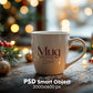 Christmas Mug Mockup PSD, Winter White Ceramic Cup Mockup Coffee Mug Mockups, White Coffee Mug 11oz Holidays Mockup