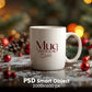 Christmas Mug Mockup PSD, Winter White Ceramic Cup Mockup Coffee Mug Mockups, White Coffee Mug 11oz Holidays Mockup