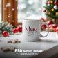 Christmas Mug Mockup PSD, Winter White Ceramic Cup Mockup Coffee Mug Mockups, White Coffee Mug 11oz Holidays Mockup