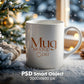 Christmas Mug Mockup PSD, Winter White Ceramic Cup Mockup Coffee Mug Mockups, White Coffee Mug 11oz Holidays Mug Mockup