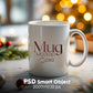Christmas Mug Mockup PSD, Winter White Ceramic Cup Mockup Coffee Mug Mockups, White Coffee Mug 11oz Holidays Mug Mockup