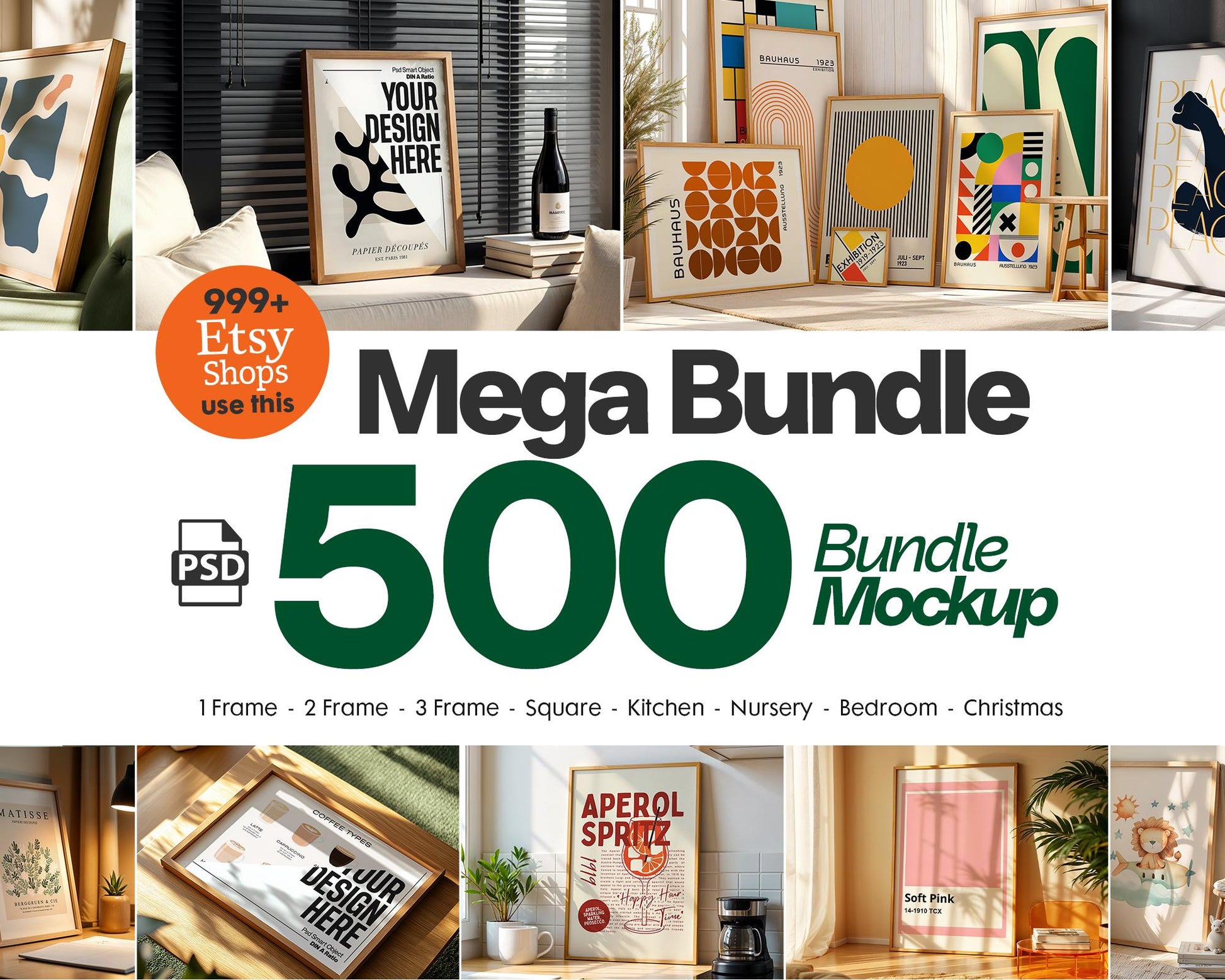 500+ Frames Mockup PSD Bundle Set, Frame Mockup Bundle, 500+ PSD Wall Mockup Frame, PSD Frames Bundle, Mega Bundle Frames Mockup