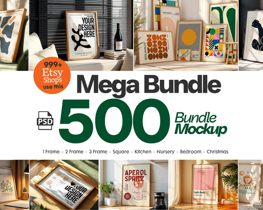 500+ Frames Mockup PSD Bundle Set, Frame Mockup Bundle, 500+ PSD Wall Mockup Frame, PSD Frames Bundle, Mega Bundle Frames Mockup