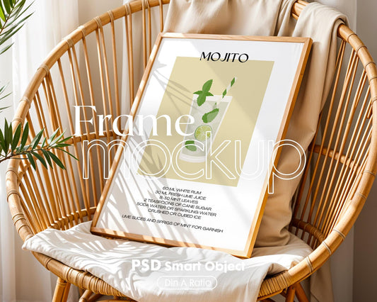 Din A Ratio Frame Mockup PSD , Minimalist Frame Mockup for Digital Download, Posters and Artwork Smart Object Instant Download