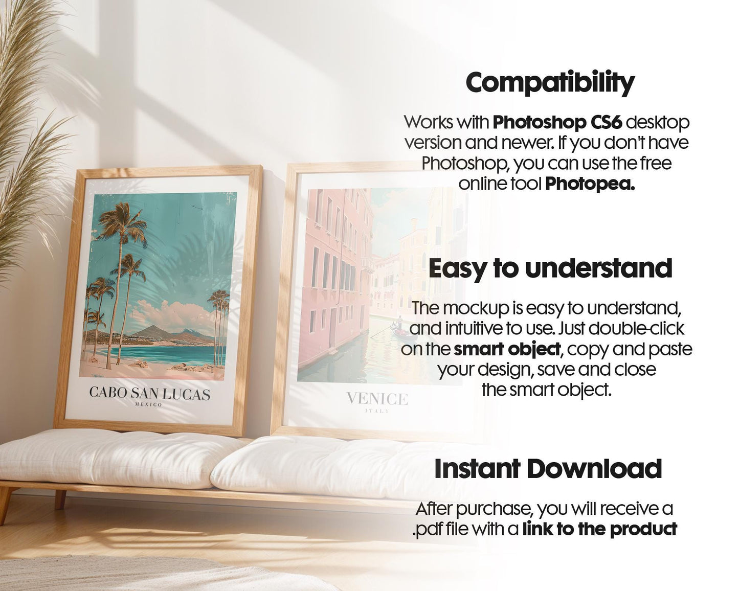 2 Frames Mockup PSD, Mockup Frames, Double Frames Mockup, Set of 2 Mock Up, Wall Art Display, Poster Mockup, Interior Wall Poster Mockup PSD