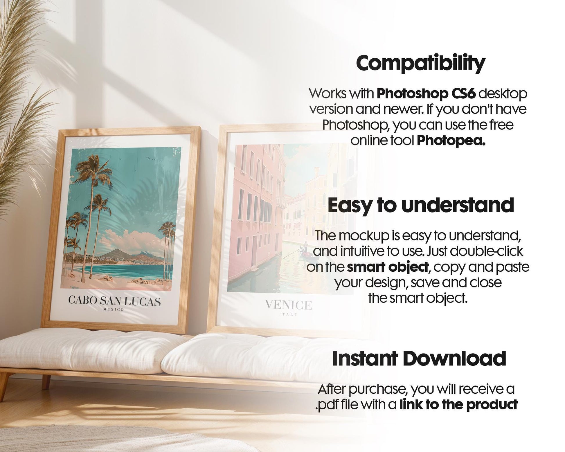 2 Frames Mockup PSD, Mockup Frames, Double Frames Mockup, Set of 2 Mock Up, Wall Art Display, Poster Mockup, Interior Wall Poster Mockup PSD