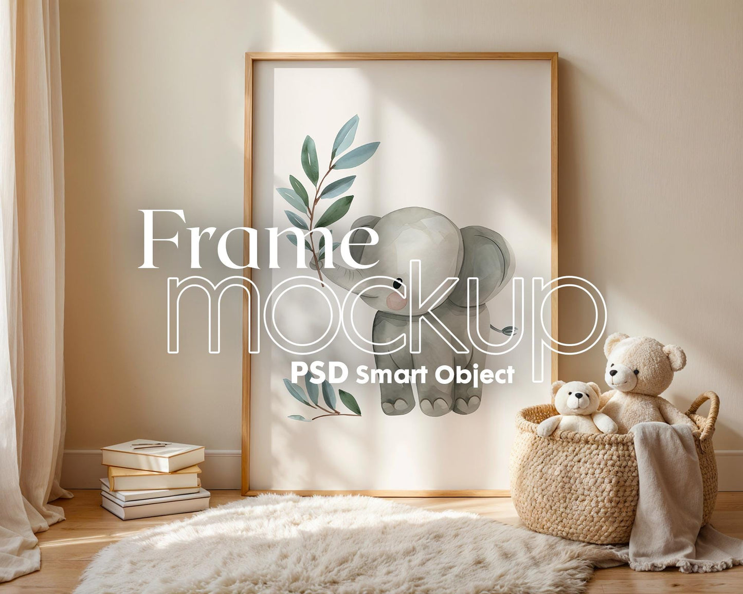 Frame Nursery Mockup in Home Interior PSD | Nursery Frame Mockup Frames | Nursery Wall Poster | Poster Shop Mockup