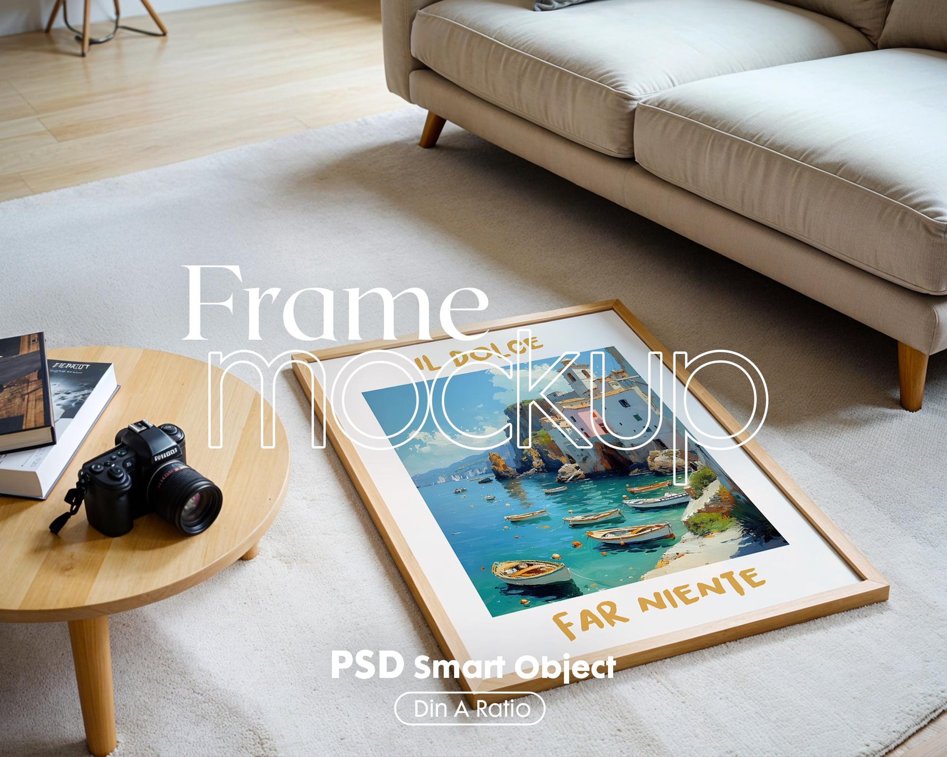 Blank Wooden Poster Frame Mockup, Room Frame Mockup, Minimalist Frame Mockup for Digital Download, Posters and Artwork Instant Download