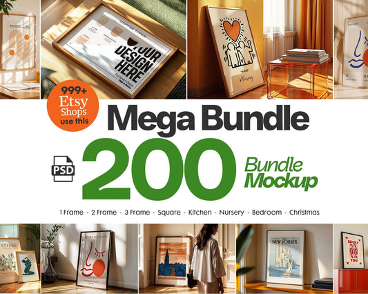 200+ Frames Mockup PSD Bundle Set | Wall Frame Mockups & Mega PSD Frames Bundle for Designers